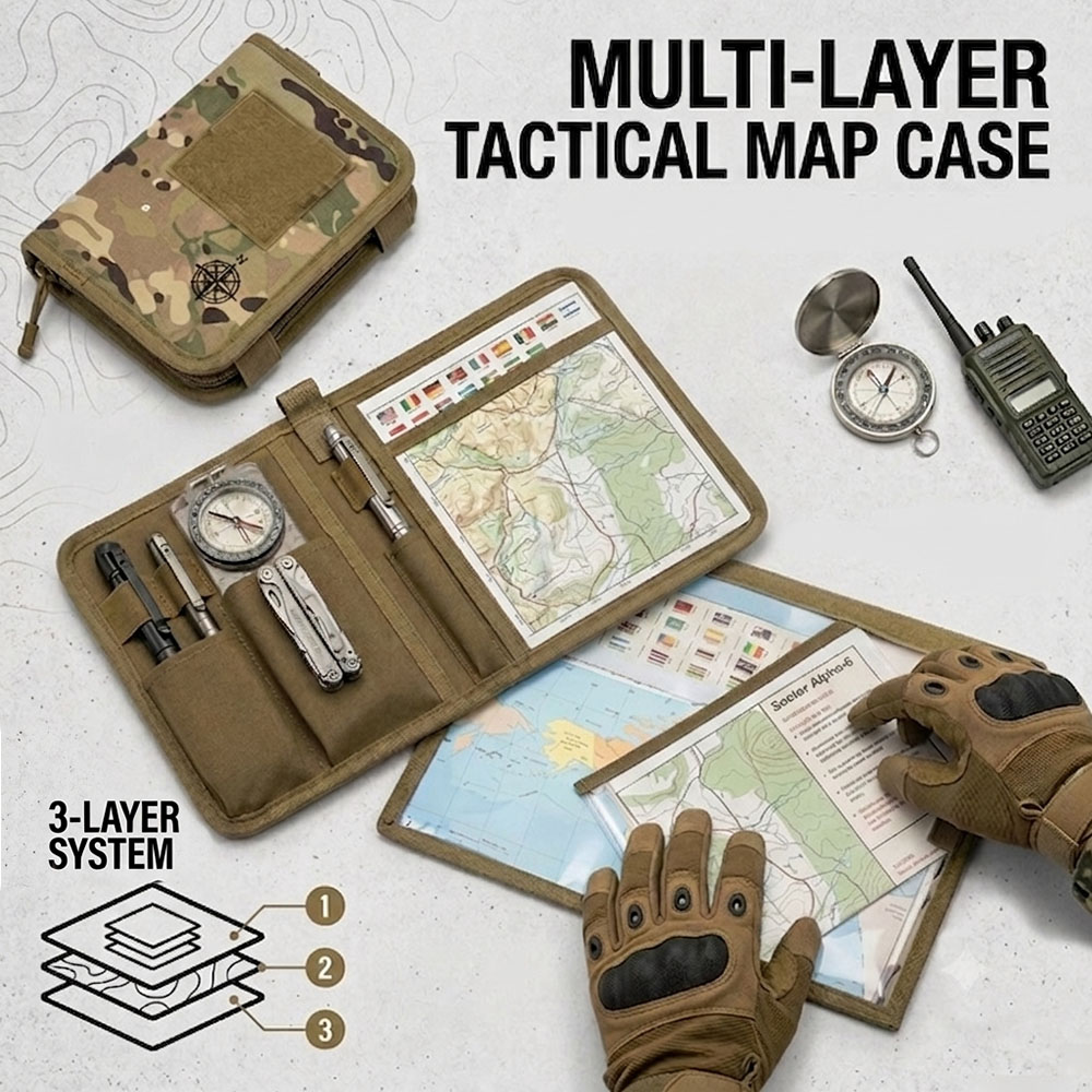 Outdoor Hunting Maps - Custodia Tattica Pieghevole per Mappe, Borsa