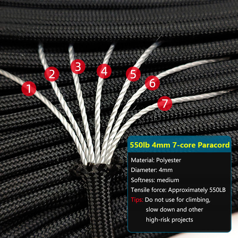4 dimensioni Dia.4mm 7 nuclei  - Paracord Survival Bracelet recensione e prezzo